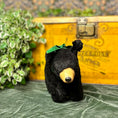 Load image into Gallery viewer, 1960's Vintage Stuffed Yellowstone Black Bear with Green Bow