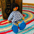 Load image into Gallery viewer, Vintage Doll with Ponytail in a Blue Dress