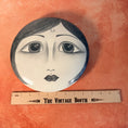 Load image into Gallery viewer, Vintage Handpainted Circular Ceramic Face Sculpture - Moon with Open Eyes - Signed J Alverez
