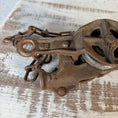 Load image into Gallery viewer, Vintage Double Pulley Fence Stretcher Block & Tackle & Swivel Hook w/ Gear Lock Mechanism