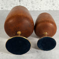 Load image into Gallery viewer, Mid Century Modern Teak Wood and Brass Goblet Set w/Inland Glass Atomic Starburst Plate