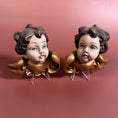 Load image into Gallery viewer, Pair of Mid Century Modern German Baroque Style Wood Carved Cherub Heads