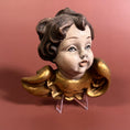 Load image into Gallery viewer, Pair of Mid Century Modern German Baroque Style Wood Carved Cherub Heads
