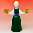 Load image into Gallery viewer, Vintage Swedish Male & Female Set of Wooden Folk Art Candlesticks