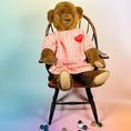 Load image into Gallery viewer, Vintage Jointed Teddy Bear with Red Checkered Dress