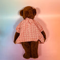 Load image into Gallery viewer, Vintage Jointed Teddy Bear with Red Checkered Dress