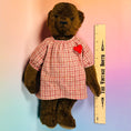 Load image into Gallery viewer, Vintage Jointed Teddy Bear with Red Checkered Dress