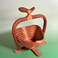 Load image into Gallery viewer, Vintage Collapsible Apple Shaped Carved Wood Basket