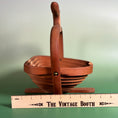 Load image into Gallery viewer, Vintage Collapsible Apple Shaped Carved Wood Basket