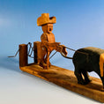 Load image into Gallery viewer, Vintage Primitive Bouncing Pig and Farmer Crank Sculpture - Circa 1950's