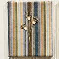 Load image into Gallery viewer, Stripes and Solids Fabric on Canvas Pictures with 3 Dimensional Flowers - Set of 4
