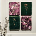 Load image into Gallery viewer, Crepe Satin Victorian Flowers & Velvet Solids Fabric on Canvas Pictures - Set of 4