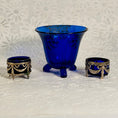 Load image into Gallery viewer, Set of Three Cobalt Pieces - 1 Bohemia Cobalt Vase and 2 Cobalt Salt Cellars