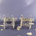 Load image into Gallery viewer, Vintage Distressed White Iron Miniature Peacock Chair Plant Stands - Set of 2