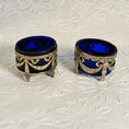 Load image into Gallery viewer, Set of Three Cobalt Pieces - 1 Bohemia Cobalt Vase and 2 Cobalt Salt Cellars