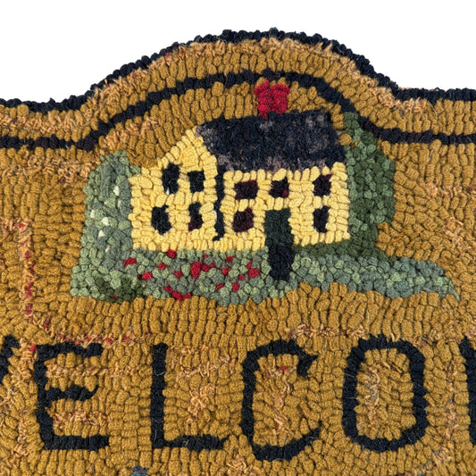 Hand Hooked "Welcome Mat" Small Rug - Signed Nancy Williams