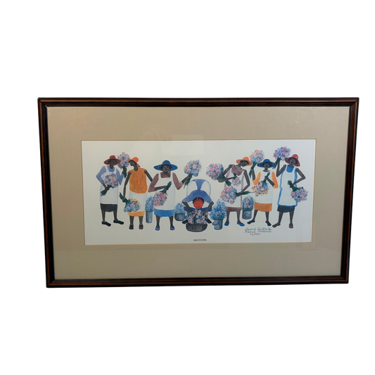 Vintage Framed Limited Edition Lithograph Titled Sisters by Ravenel Gaillard