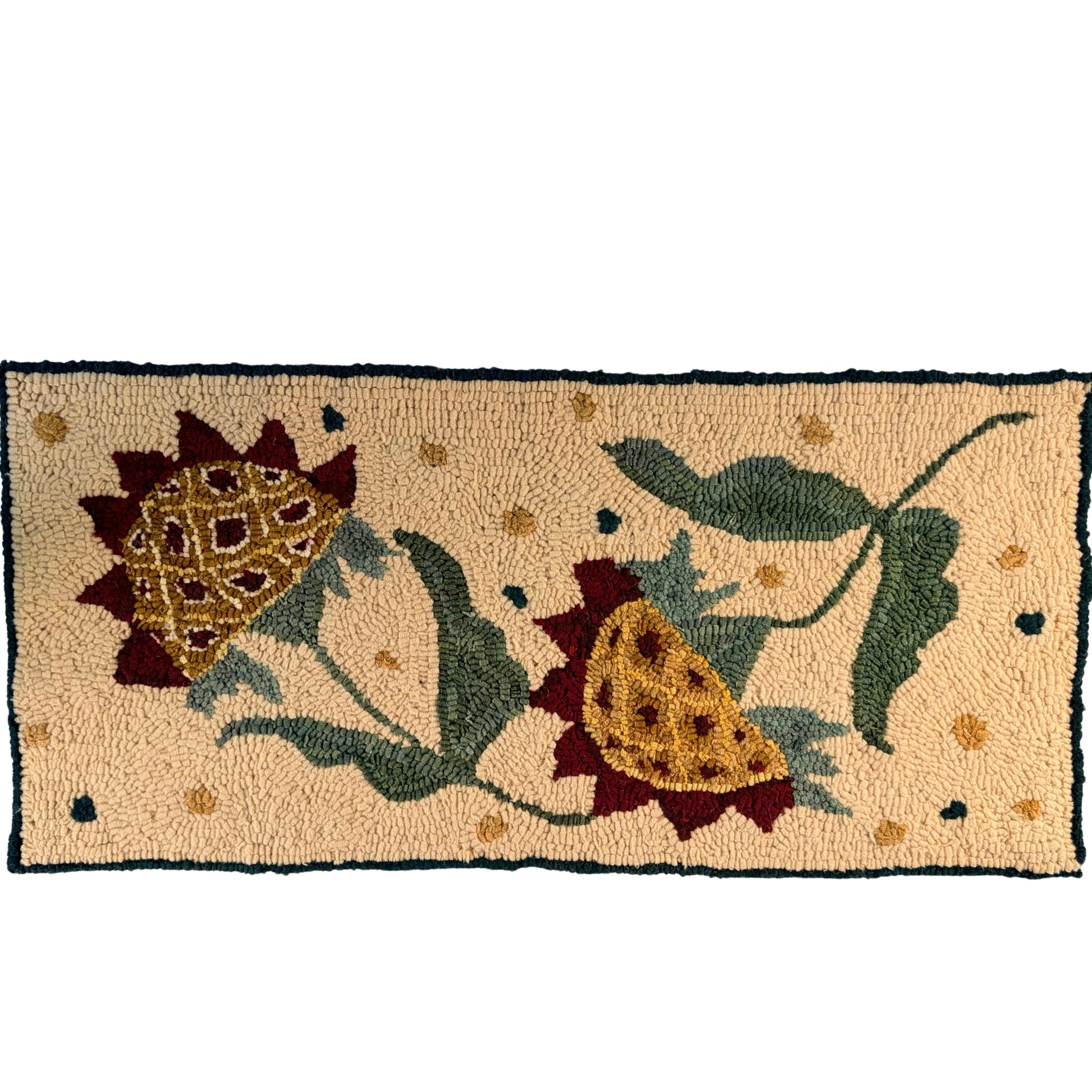 Hand Hooked Rug/Wall Hanging - Sunflowers - Signed Nancy Williams