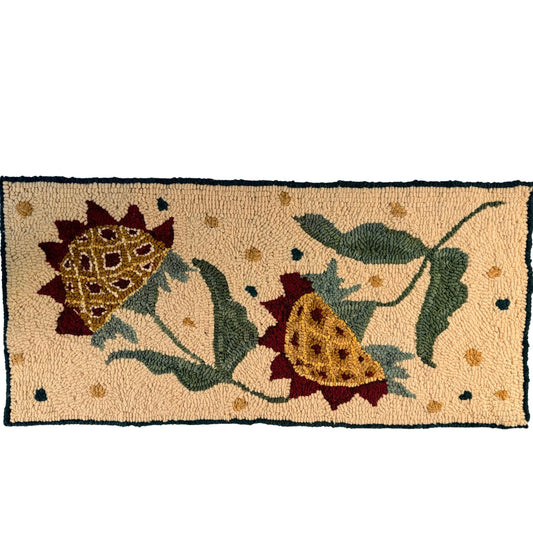 Hand Hooked Rug/Wall Hanging - Sunflowers - Signed Nancy Williams