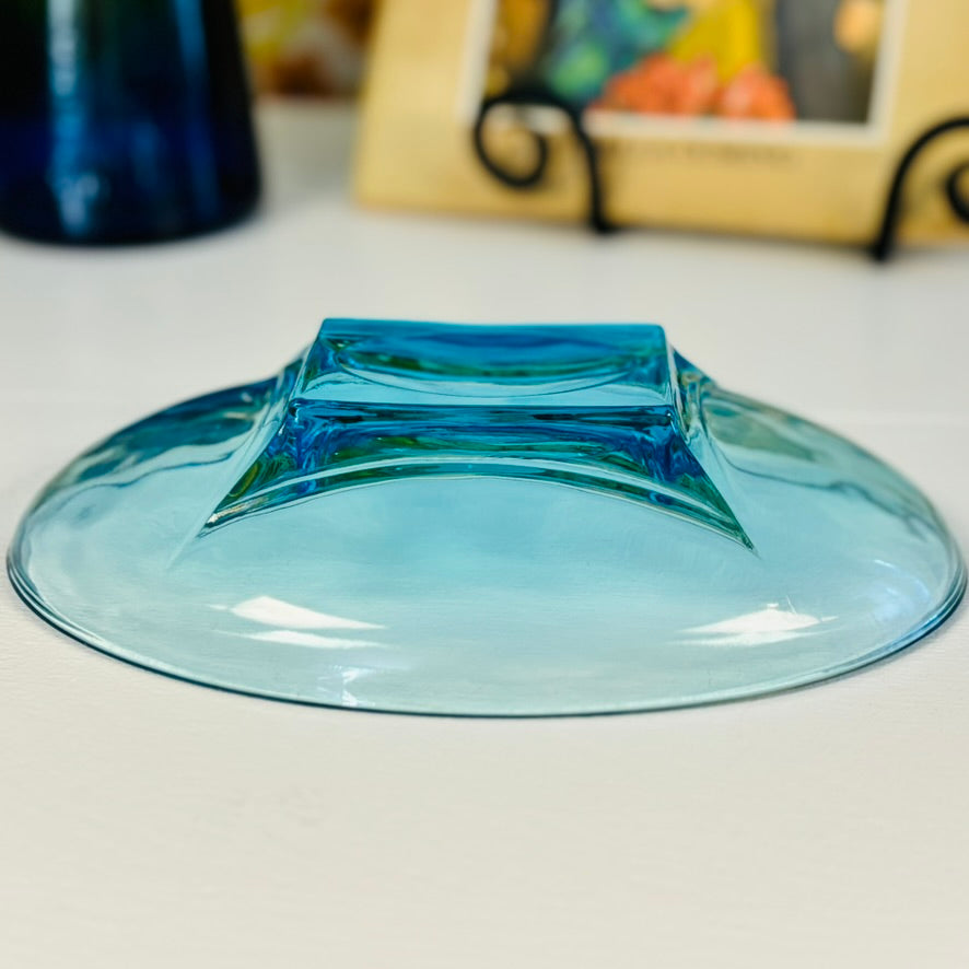 Mid Century Modern Capri Blue Glass Dish - 1960's