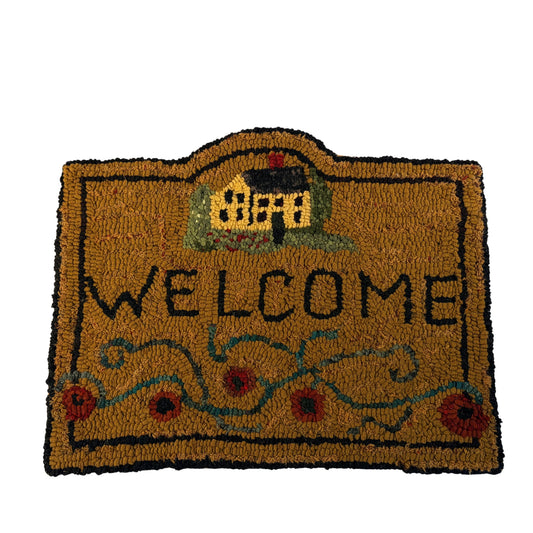 Hand Hooked "Welcome Mat" Small Rug - Signed Nancy Williams
