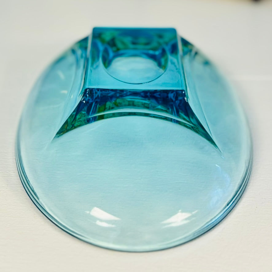 Mid Century Modern Capri Blue Glass Dish - 1960's