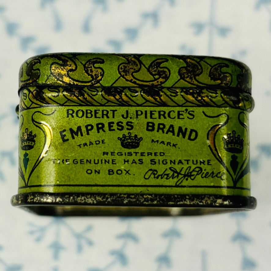 Circa Early 1900's - Robert J Pierce's Tansy Cotton Root Pennyroyal and Apiol Hinged Tablets Tin