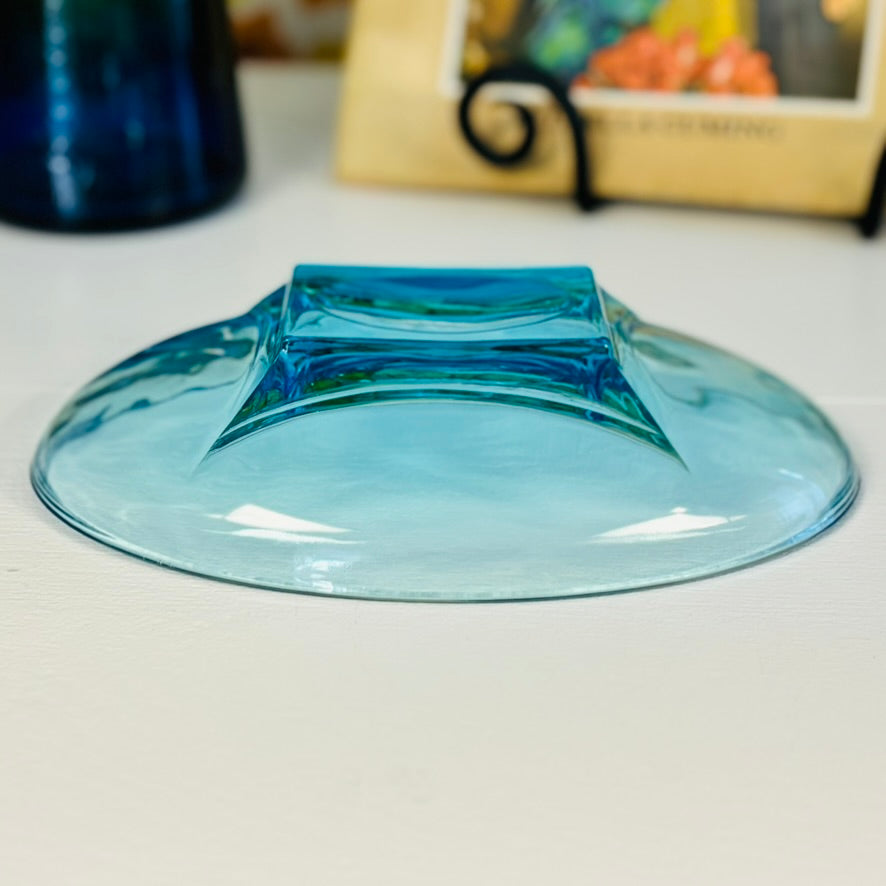 Mid Century Modern Capri Blue Glass Dish - 1960's