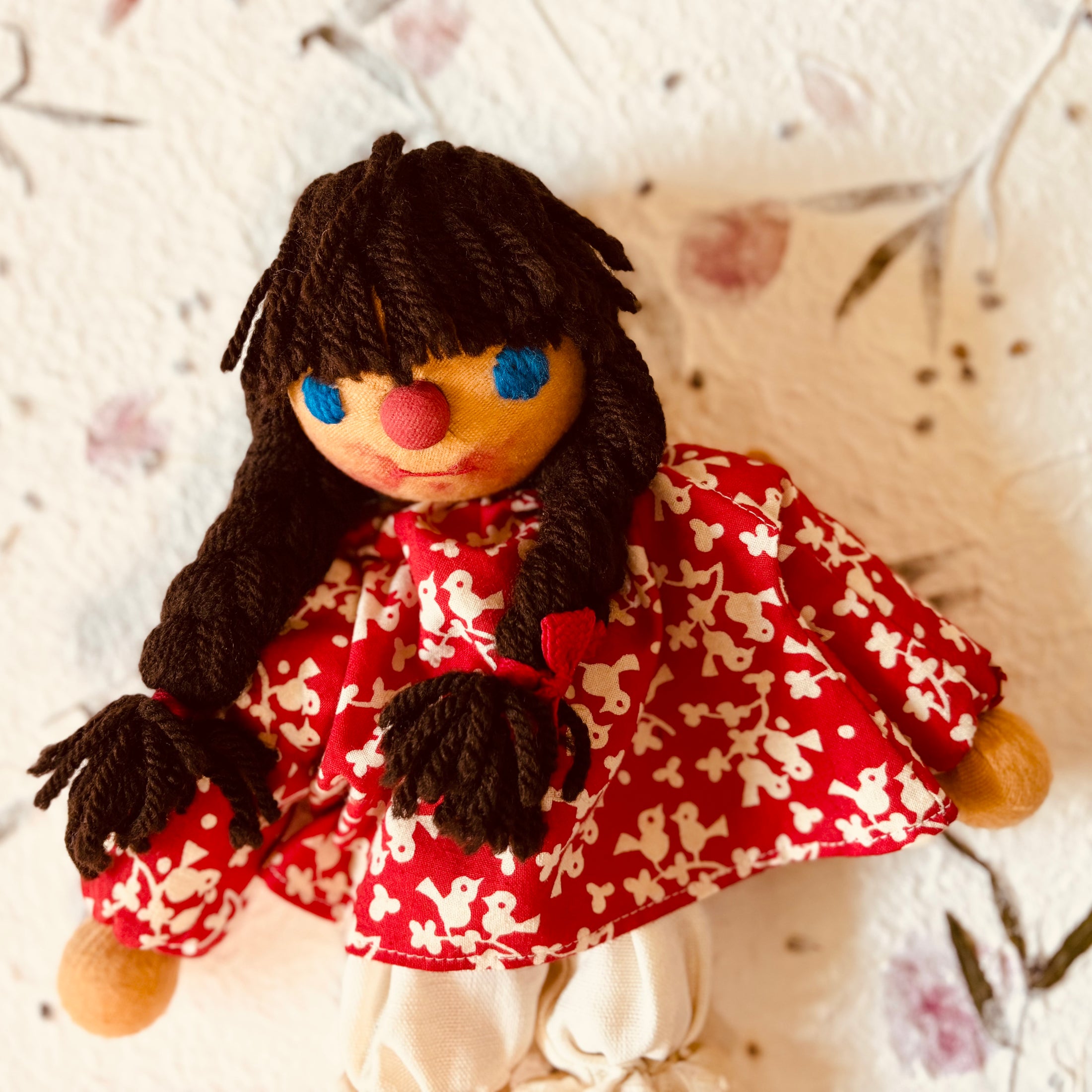 Vintage Doll Dressed in Red Dress