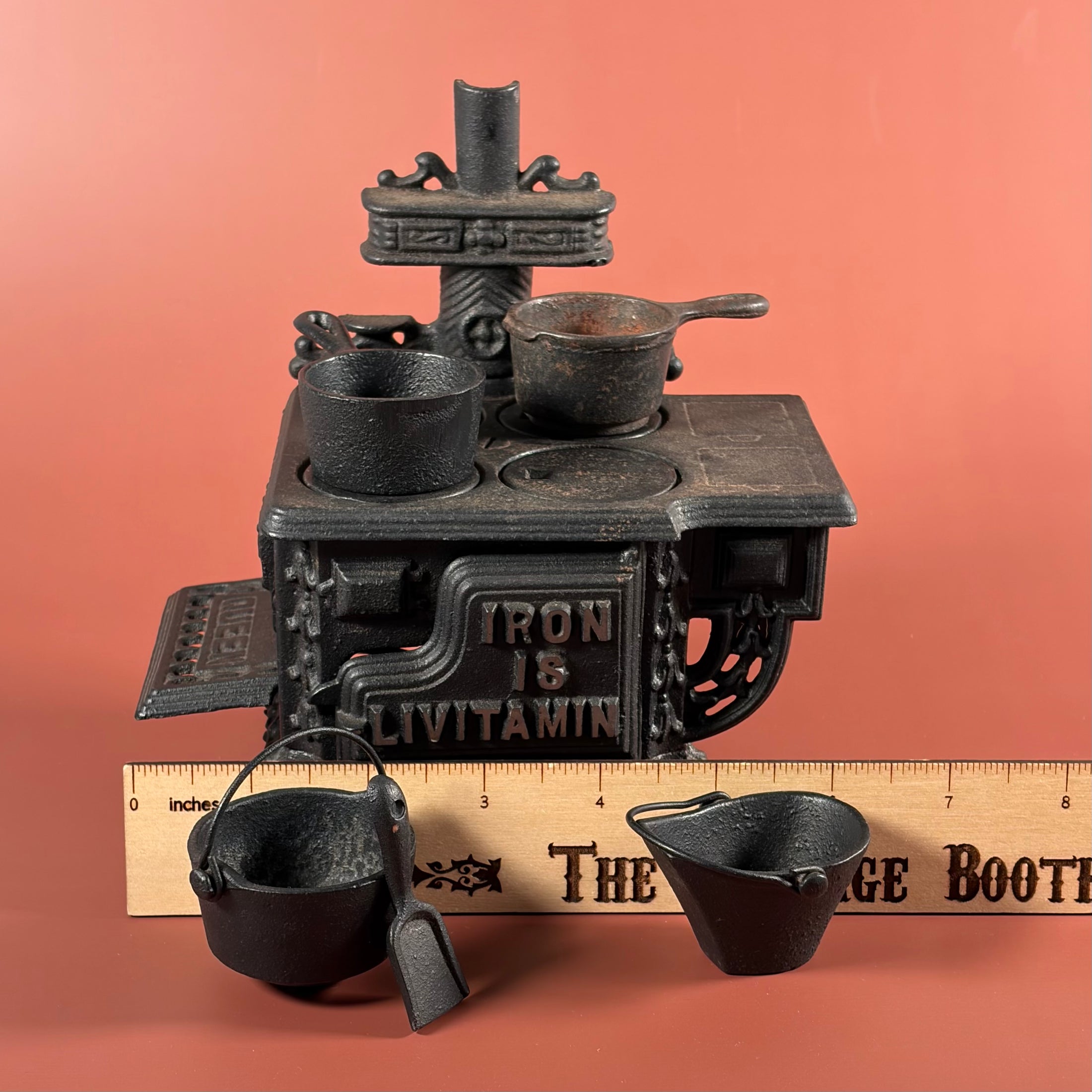 Vintage Salesman's Miniature Queen Brand Cast Iron Stove - Circa 1960's