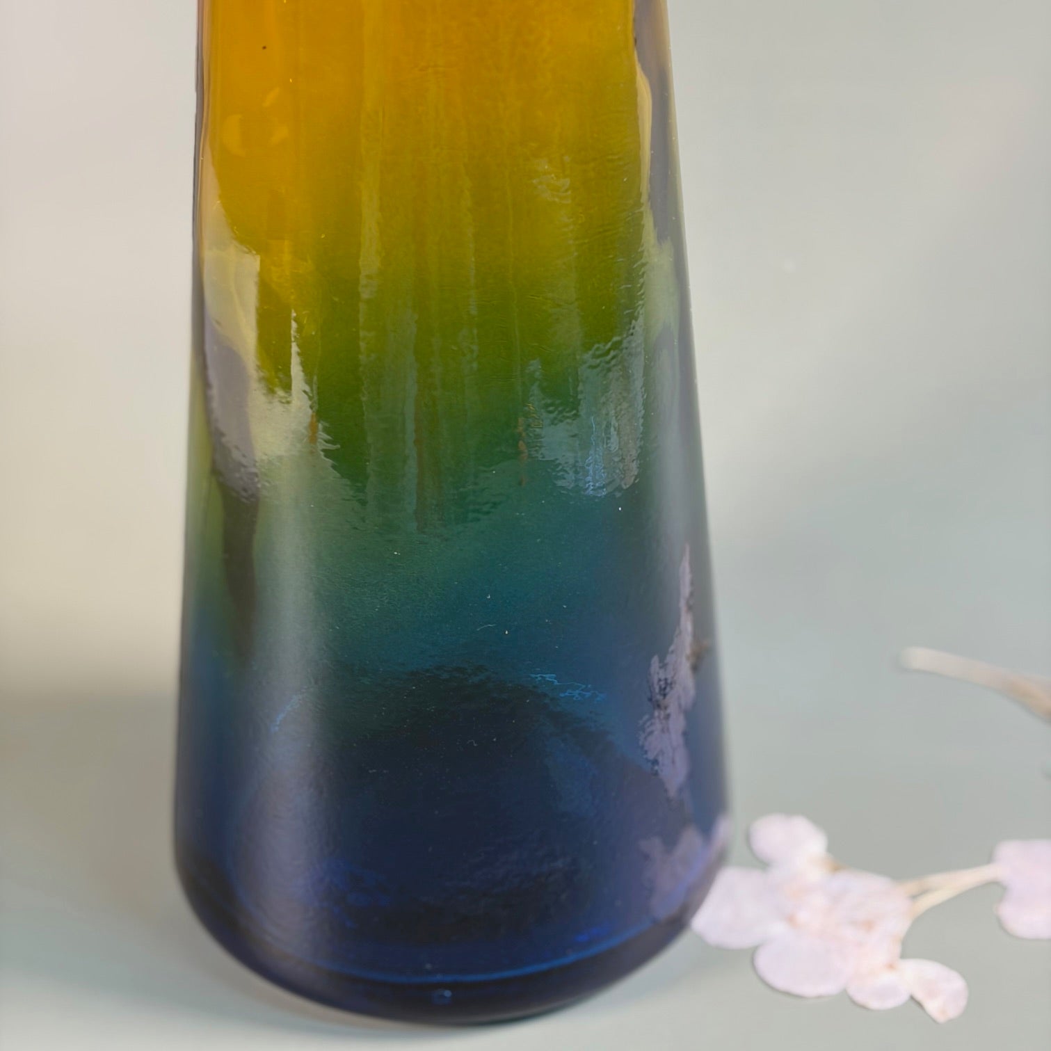 Circa 1950's-60's - Spanish Art Glass Corked Decanter with Ombre Effect