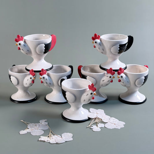 Circa 1950-60's Holt Howard Cog Rouge Egg Cups - Made in Japan - Set of 7