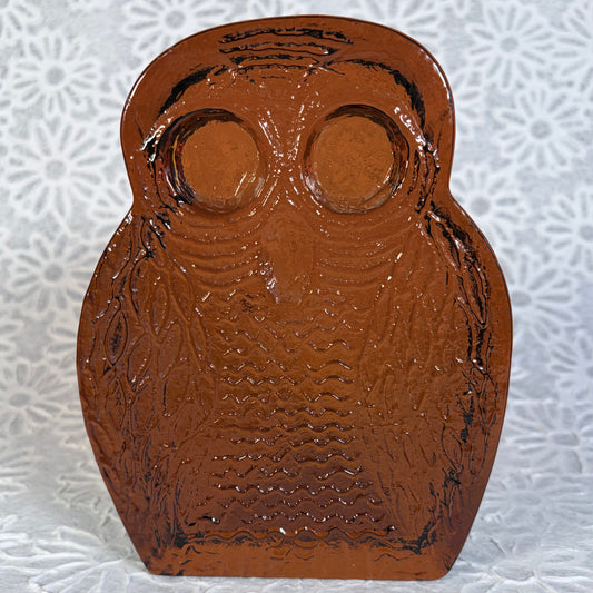 Vintage Mid Century Modern Blenko Glass Company Amber Owl