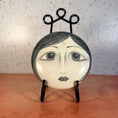 Load image into Gallery viewer, Vintage Handpainted Circular Ceramic Face Sculpture - Moon with Open Eyes - Signed J Alverez
