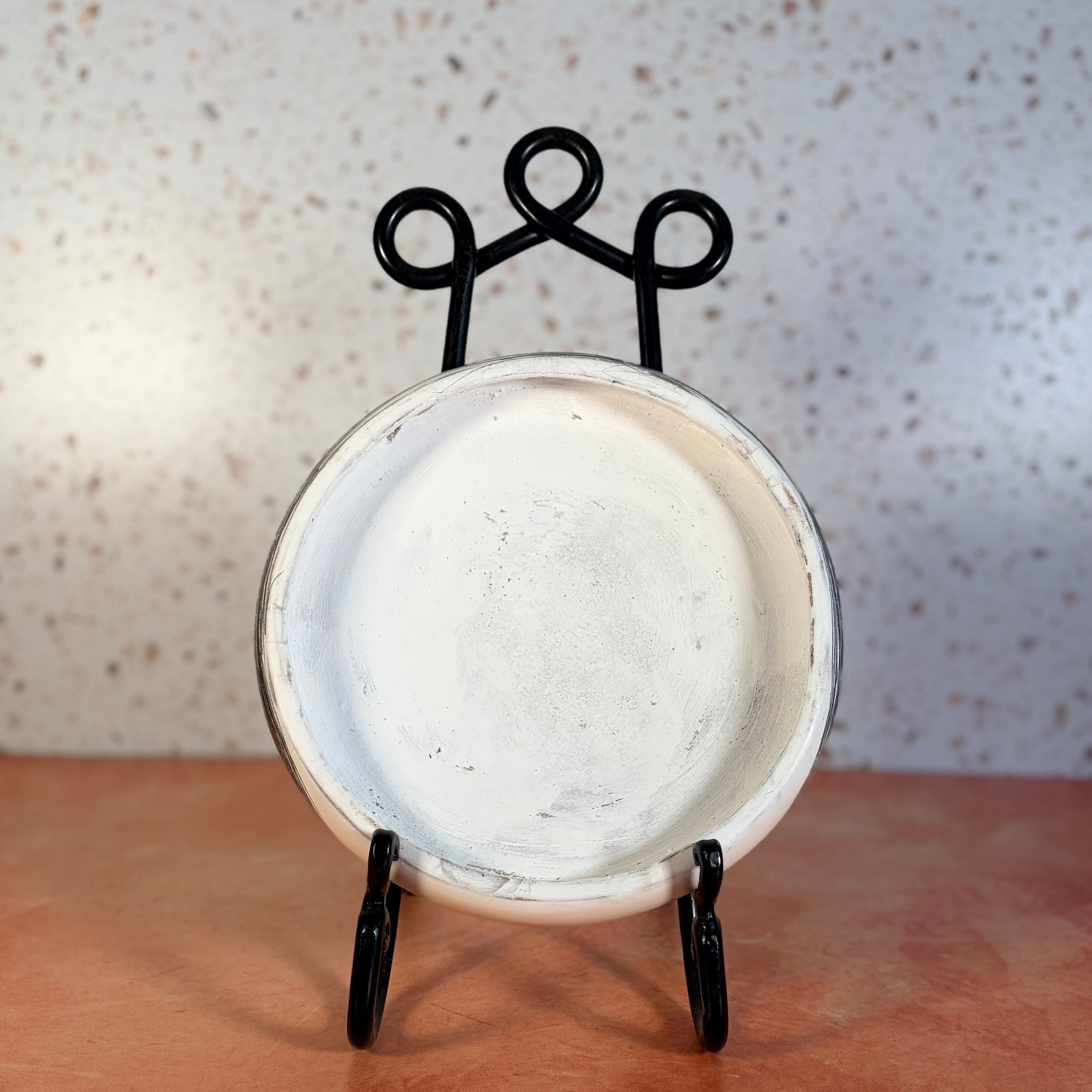 Vintage Handpainted Circular Ceramic Face Sculpture - Moon with Open Eyes - Signed J Alverez