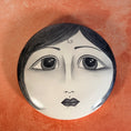 Load image into Gallery viewer, Vintage Handpainted Circular Ceramic Face Sculpture - Moon with Open Eyes - Signed J Alverez
