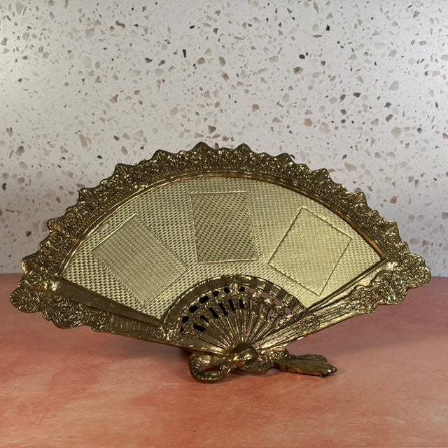 Vintage Brass Fan Shaped Tabletop Picture Frame
