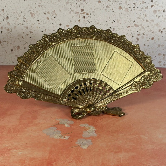Vintage Brass Fan Shaped Tabletop Picture Frame