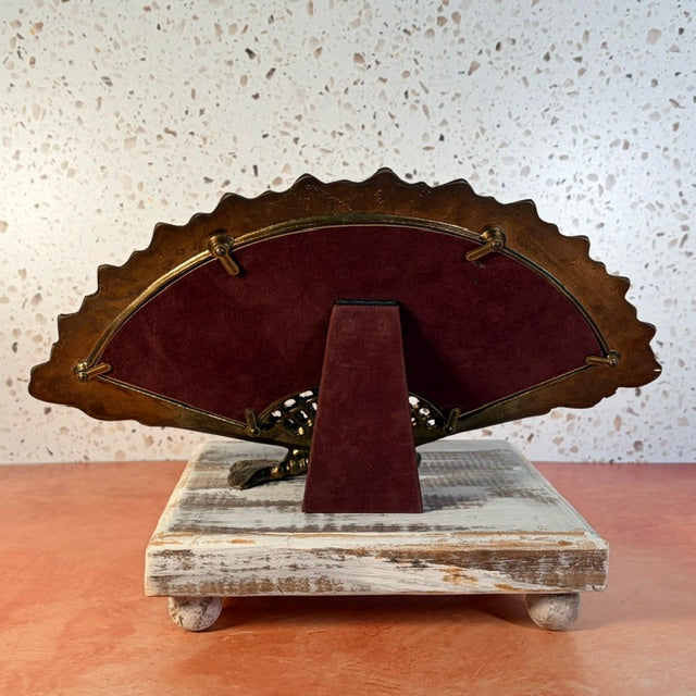 Vintage Brass Fan Shaped Tabletop Picture Frame