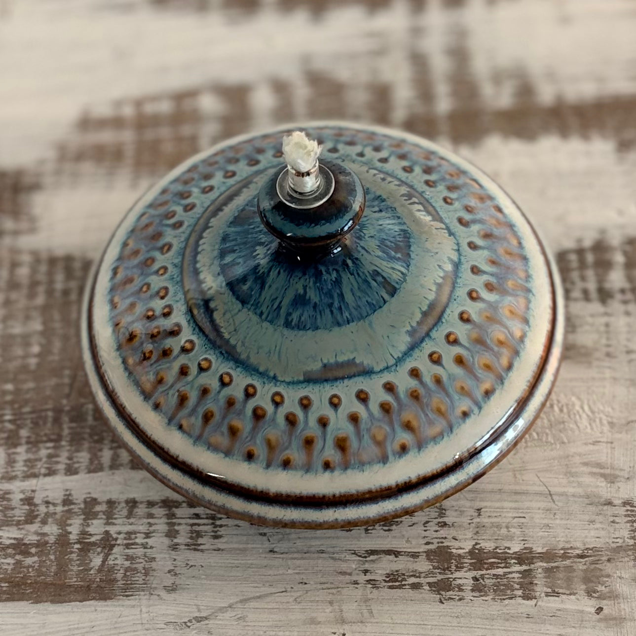 Studio Art Pottery Oil Lamp Handcrafted by Bill Campbell