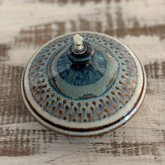 Studio Art Pottery Oil Lamp Handcrafted by Bill Campbell
