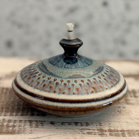 Studio Art Pottery Oil Lamp Handcrafted by Bill Campbell