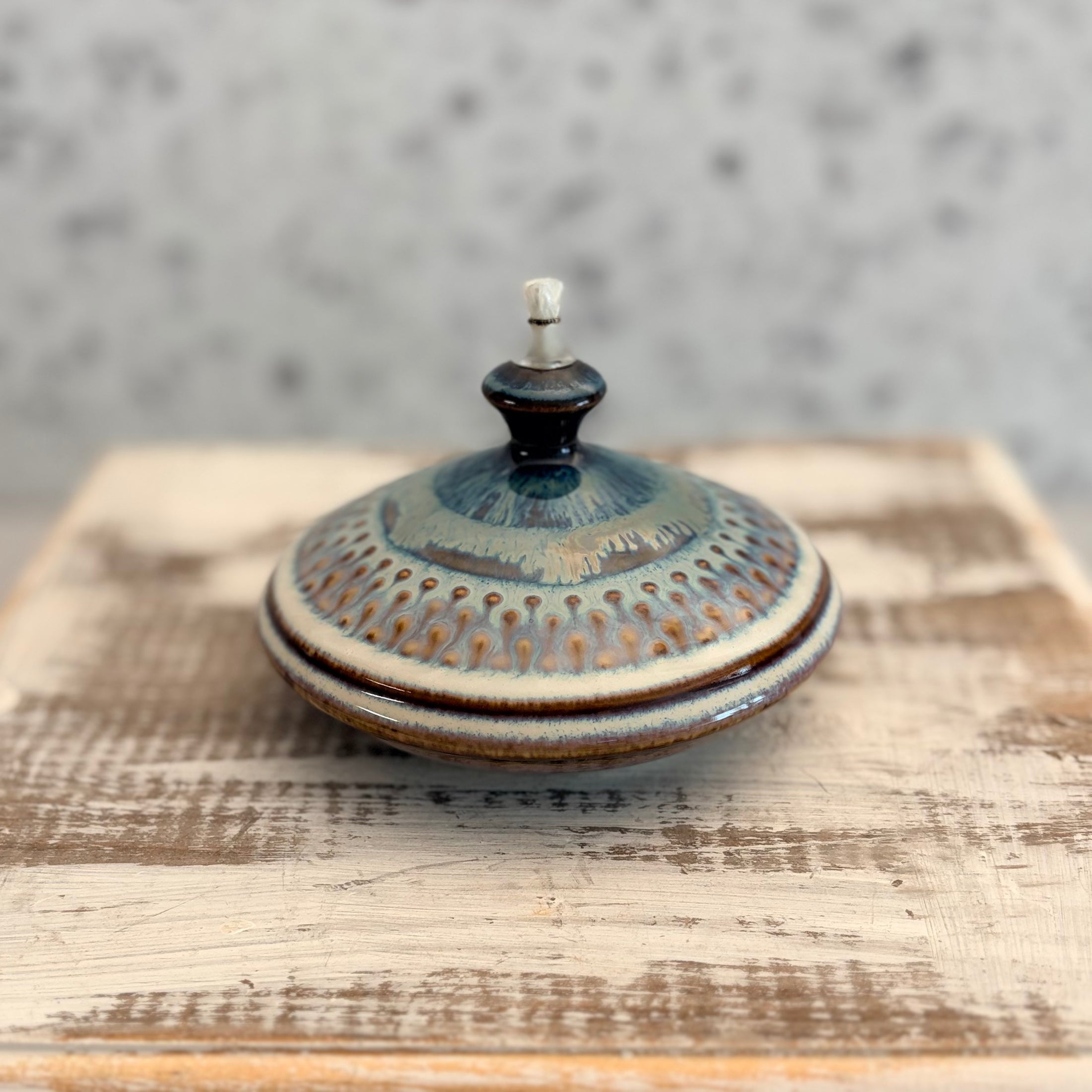 Studio Art Pottery Oil Lamp Handcrafted by Bill Campbell