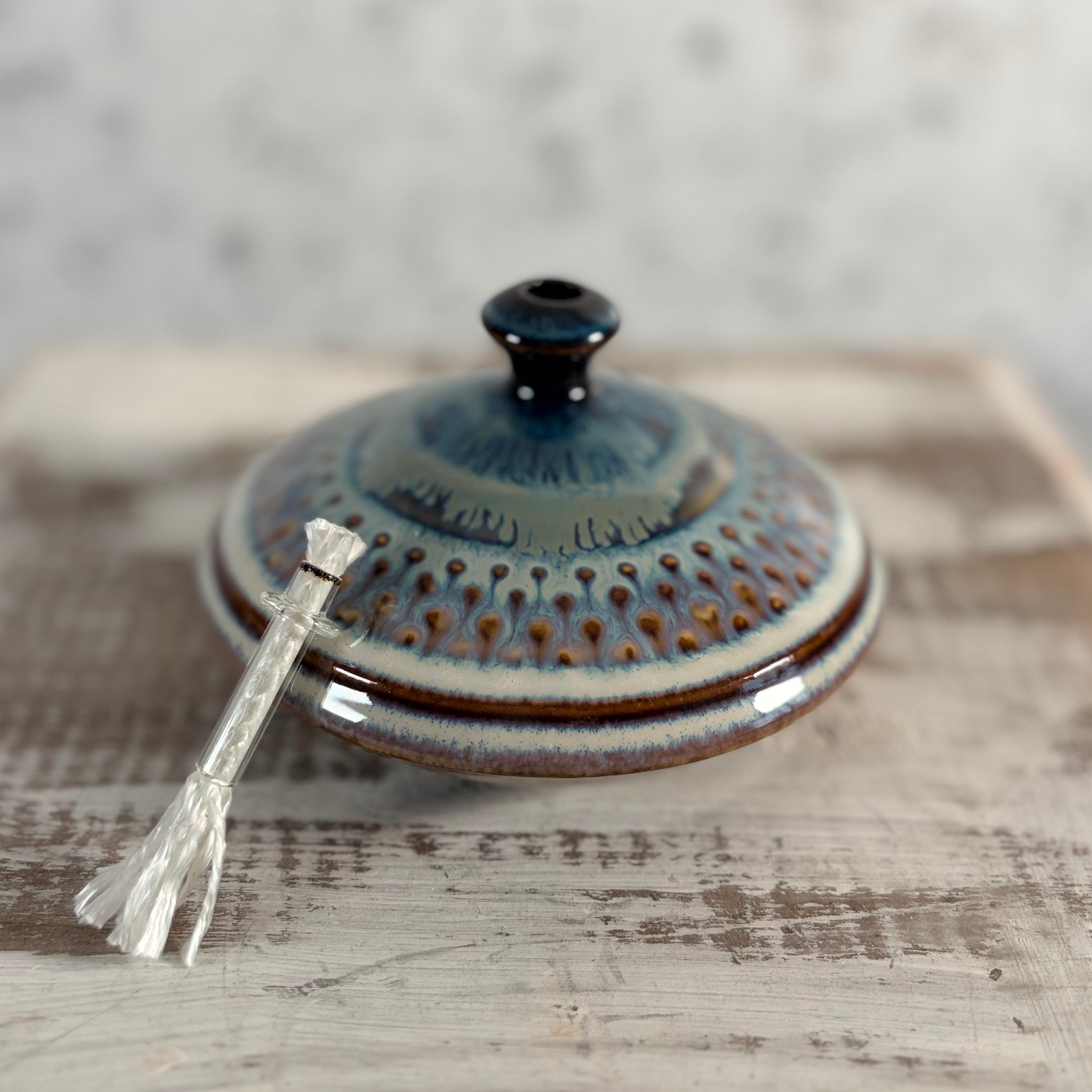 Studio Art Pottery Oil Lamp Handcrafted by Bill Campbell