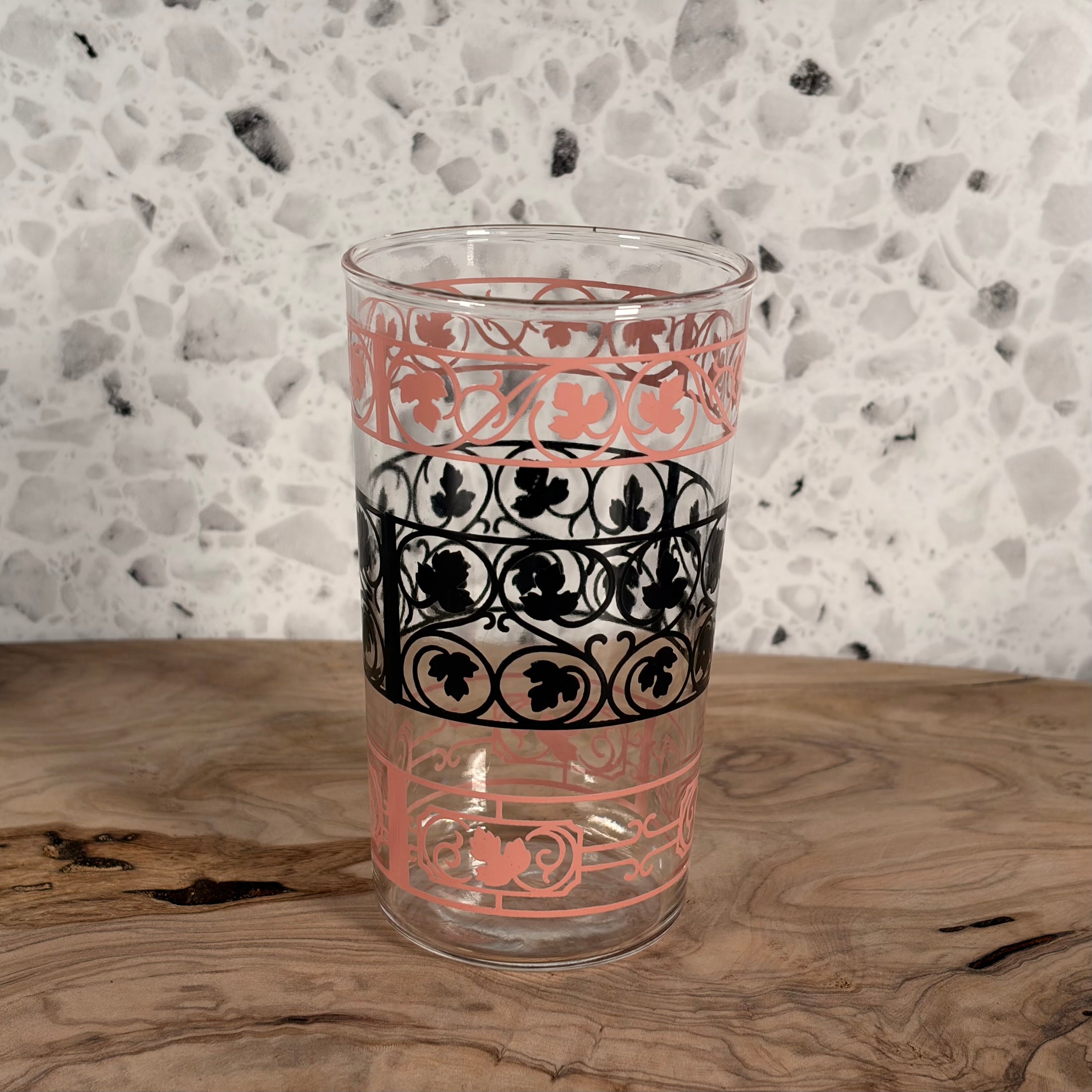Mid Century Modern Anchor Hocking Tumblers in Ivy Scroll Pattern - Set of 4