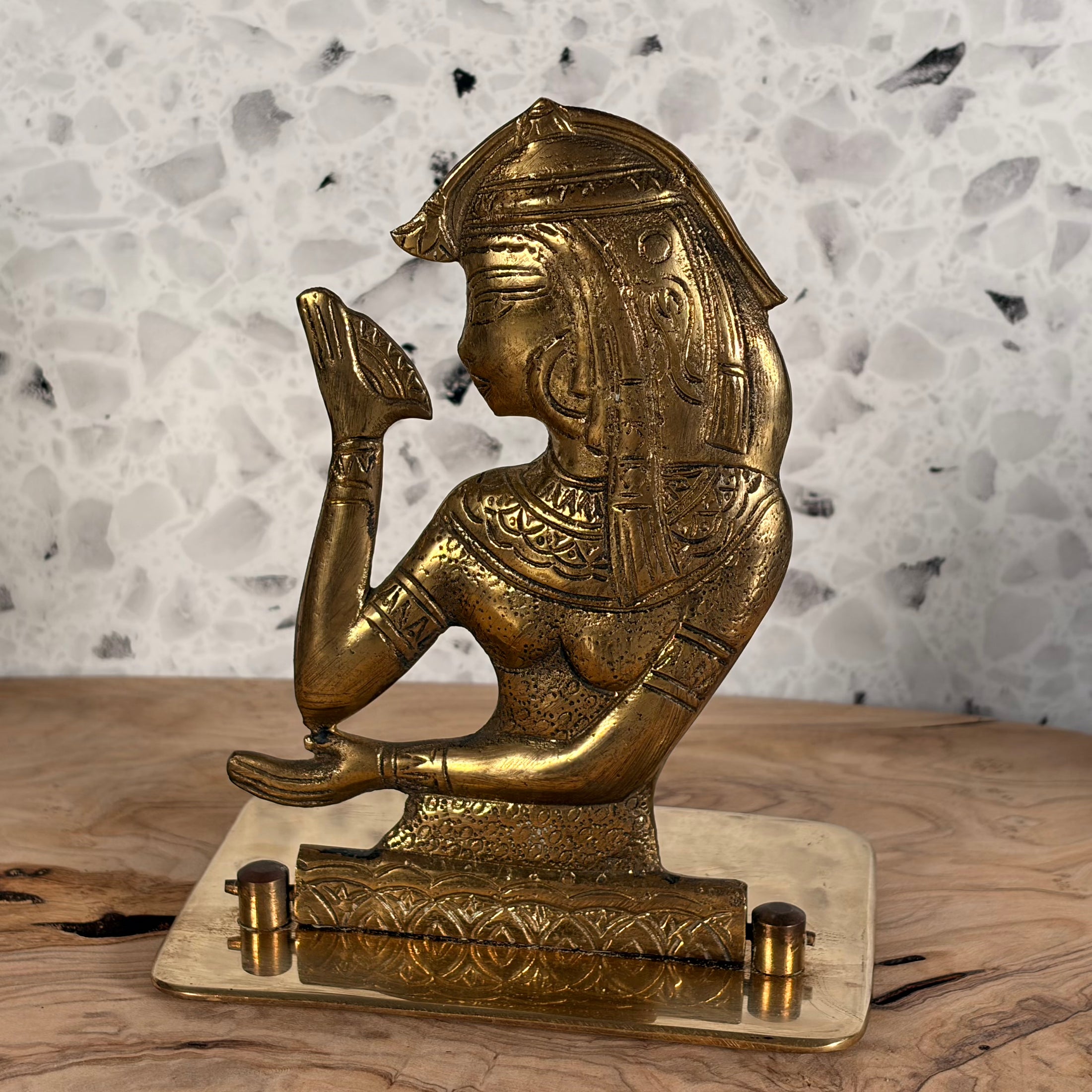 Vintage MCM Solid Brass Book Ends Depicting Images of Queen Cleopatra - Set of 2