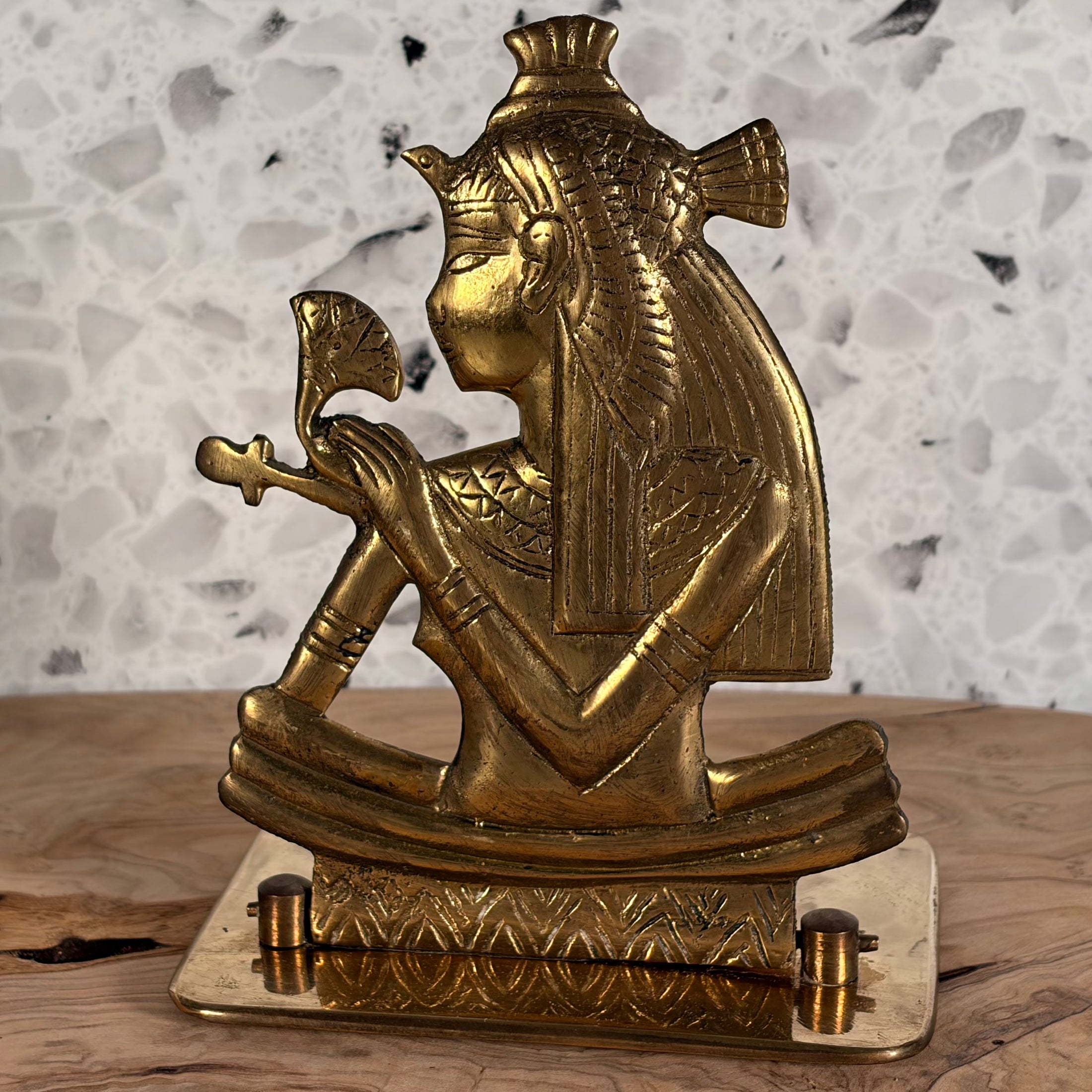 Vintage MCM Solid Brass Book Ends Depicting Images of Queen Cleopatra - Set of 2