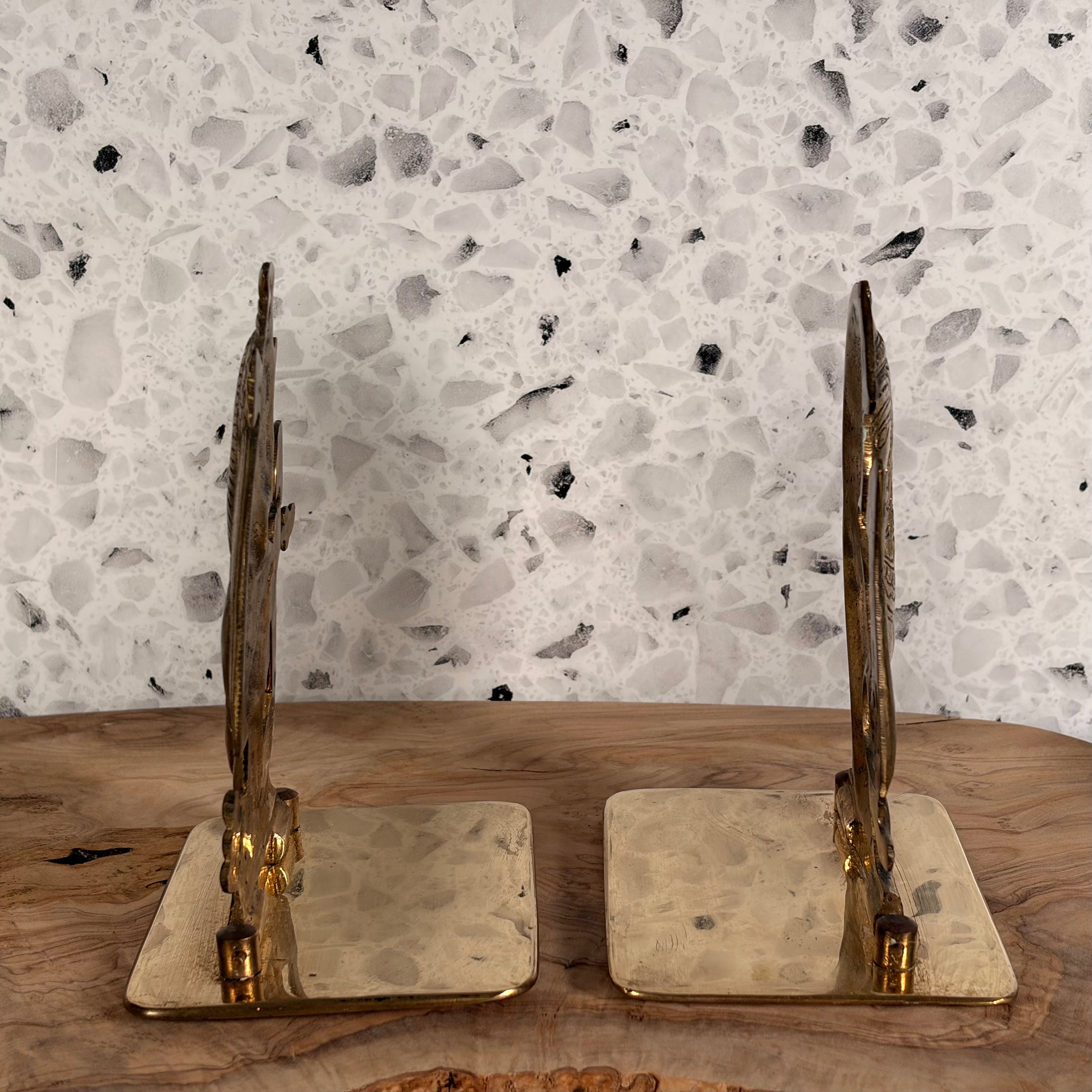 Vintage MCM Solid Brass Book Ends Depicting Images of Queen Cleopatra - Set of 2