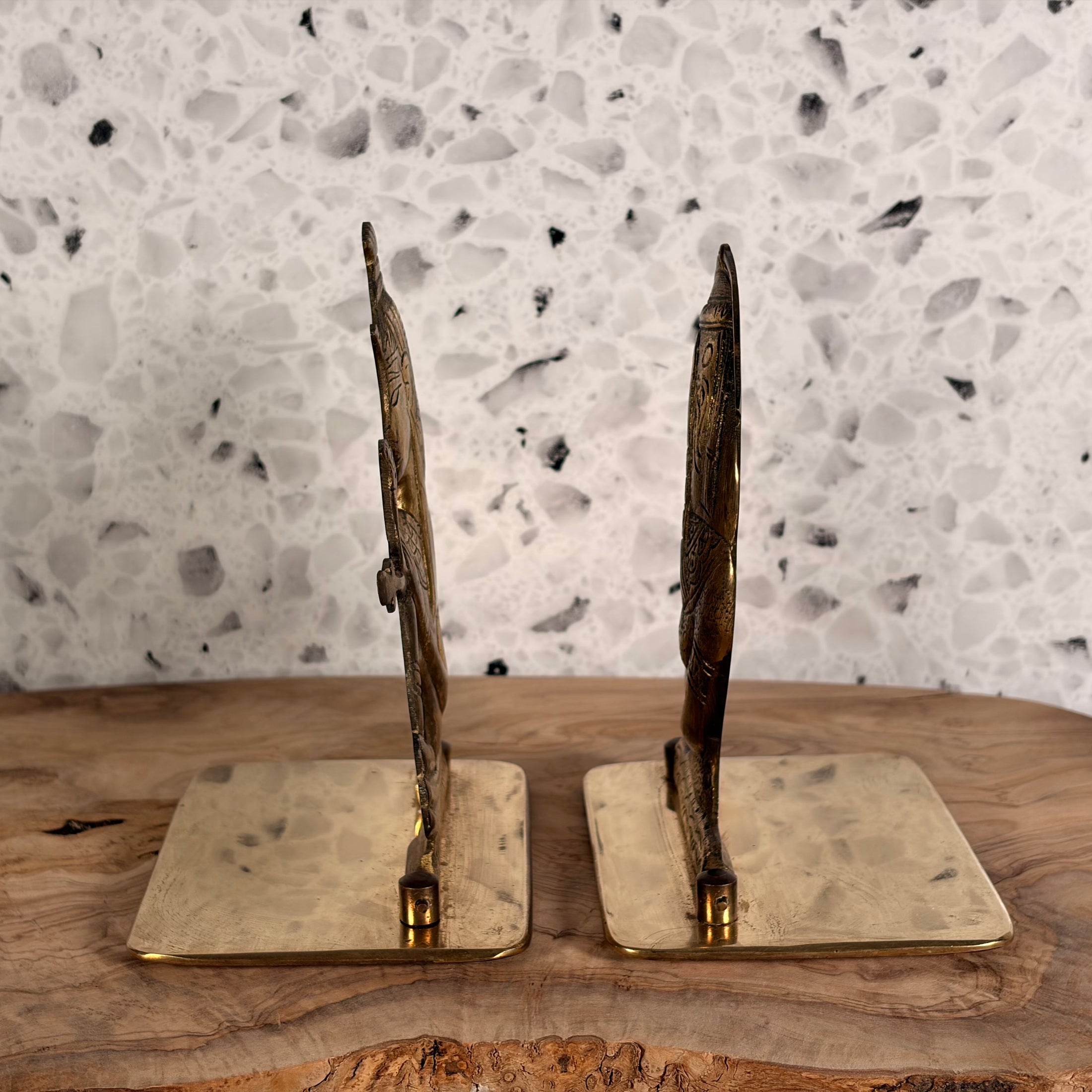 Vintage MCM Solid Brass Book Ends Depicting Images of Queen Cleopatra - Set of 2
