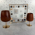 Load image into Gallery viewer, Mid Century Modern Teak Wood and Brass Goblet Set w/Inland Glass Atomic Starburst Plate

